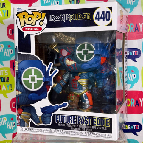BOX FLAWS VIEW PHOTOS Future Past Eddie - IRON MAIDEN Funko Pop Rocks 440 Vinyl Figure 6 Inch