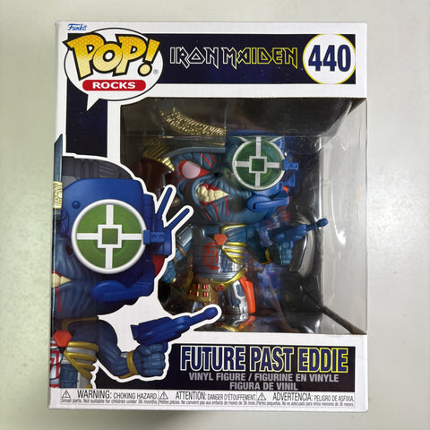 BOX FLAWS VIEW PHOTOS Future Past Eddie - IRON MAIDEN Funko Pop Rocks 440 Vinyl Figure 6 Inch