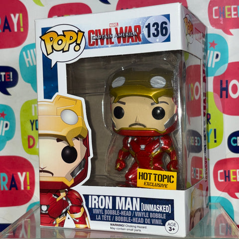Iron Man (Unmasked) - Marvel Funko Pop 136 Hot Topic Exclusive