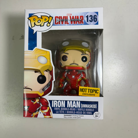 Iron Man (Unmasked) - Marvel Funko Pop 136 Hot Topic Exclusive