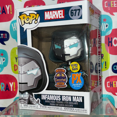 Infamous Iron Man - Marvel Funko Pop 677 PX Previews GLOW ComicFest Exclusive