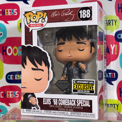BOX DAMAGE VIEW PHOTOS Elvis Presley DIAMOND Funko Pop Rocks 188 Vinyl Figure (11.4 Cm L × 8.9 Cm W × 15.9 Cm H)