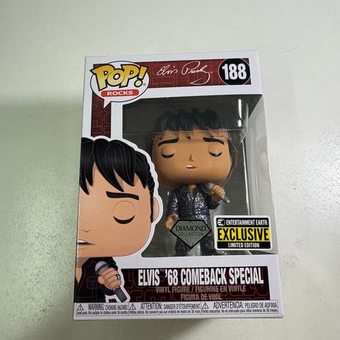 BOX DAMAGE VIEW PHOTOS Elvis Presley DIAMOND Funko Pop Rocks 188 Vinyl Figure (11.4 Cm L × 8.9 Cm W × 15.9 Cm H)