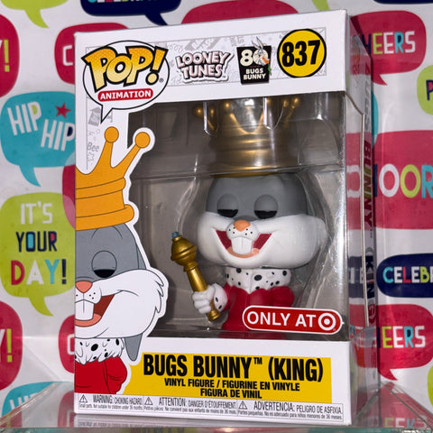 BOX FLAWS VIEW PHOTOS Bugs Bunny KING - Looney Tunes Funko Pop 837 Vinyl Figure (11.4 Cm L × 8.9 Cm W × 15.9 Cm H)