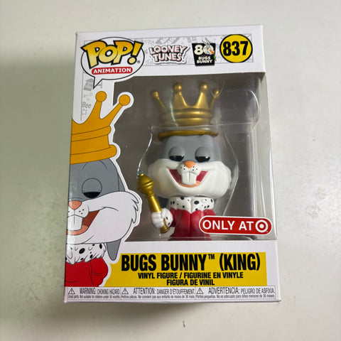 BOX FLAWS VIEW PHOTOS Bugs Bunny KING - Looney Tunes Funko Pop 837 Vinyl Figure (11.4 Cm L × 8.9 Cm W × 15.9 Cm H)