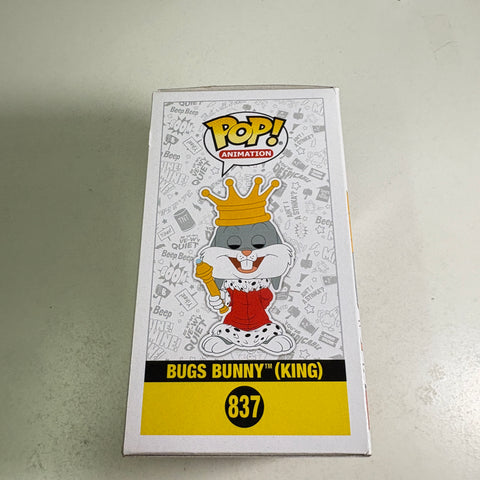 BOX FLAWS VIEW PHOTOS Bugs Bunny KING - Looney Tunes Funko Pop 837 Vinyl Figure (11.4 Cm L × 8.9 Cm W × 15.9 Cm H)