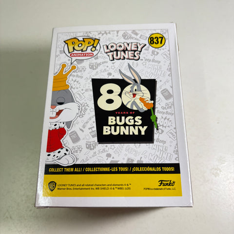 BOX FLAWS VIEW PHOTOS Bugs Bunny KING - Looney Tunes Funko Pop 837 Vinyl Figure (11.4 Cm L × 8.9 Cm W × 15.9 Cm H)