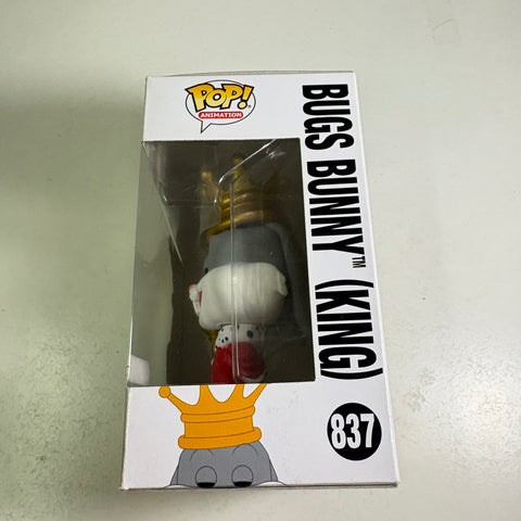BOX FLAWS VIEW PHOTOS Bugs Bunny KING - Looney Tunes Funko Pop 837 Vinyl Figure (11.4 Cm L × 8.9 Cm W × 15.9 Cm H)