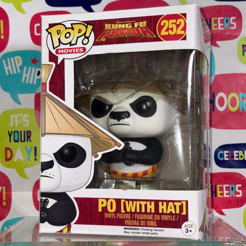 BOX FLAWS VIEW PHOTOS Po with Hat - Kung Fu Panda Funko Pop 252 Vinyl Figure (11.4 Cm L × 8.9 Cm W × 15.9 Cm H)