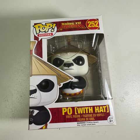 BOX FLAWS VIEW PHOTOS Po with Hat - Kung Fu Panda Funko Pop 252 Vinyl Figure (11.4 Cm L × 8.9 Cm W × 15.9 Cm H)