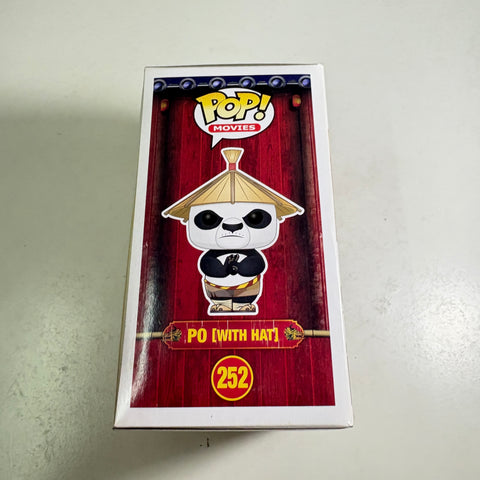 BOX FLAWS VIEW PHOTOS Po with Hat - Kung Fu Panda Funko Pop 252 Vinyl Figure (11.4 Cm L × 8.9 Cm W × 15.9 Cm H)