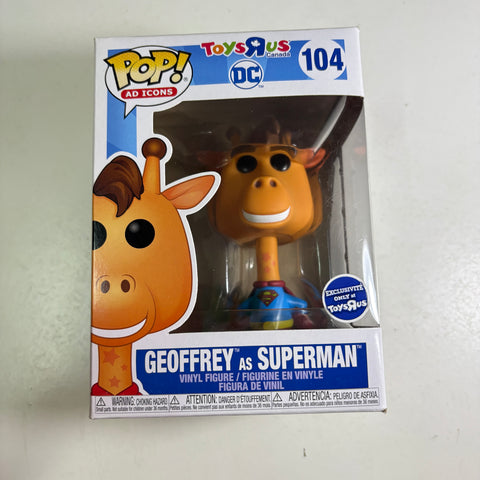 BOX DAMAGE VIEW PHOTOS Geoffrey as Superman - Ad Icons Funko Pop 104 Vinyl Figure (11.4 Cm L × 8.9 Cm W × 15.9 Cm H)