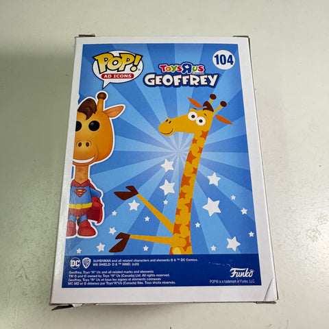 BOX DAMAGE VIEW PHOTOS Geoffrey as Superman - Ad Icons Funko Pop 104 Vinyl Figure (11.4 Cm L × 8.9 Cm W × 15.9 Cm H)
