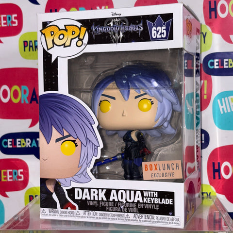 BOX FLAWS VIEW PHOTOS Dark Aqua with Keyblade - Kingdom Hearts Disney Funko Pop 625 Vinyl Figure Exclusive