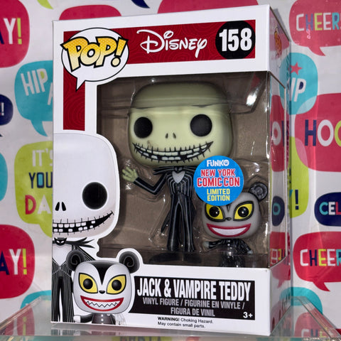 BOX DAMAGE VIEW PHOTOS Jack Skellington & Vampire Teddy - The Nightmare Before Christmas Disney Funko Pop 158 Vinyl Figure EXCLUSIVE (11.4 Cm L × 8.9 Cm W × 15.9 Cm H)