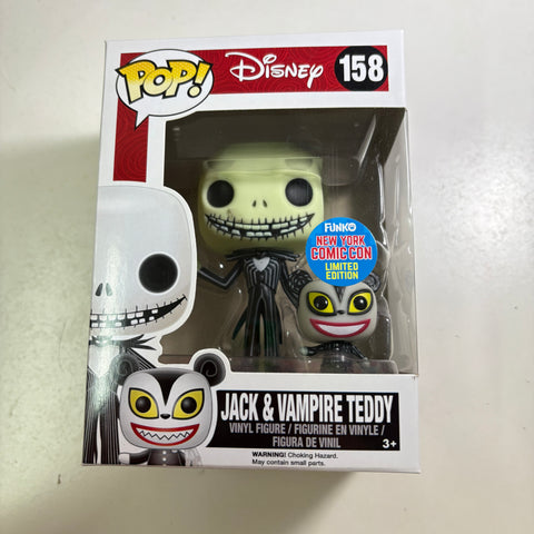 BOX DAMAGE VIEW PHOTOS Jack Skellington & Vampire Teddy - The Nightmare Before Christmas Disney Funko Pop 158 Vinyl Figure EXCLUSIVE (11.4 Cm L × 8.9 Cm W × 15.9 Cm H)