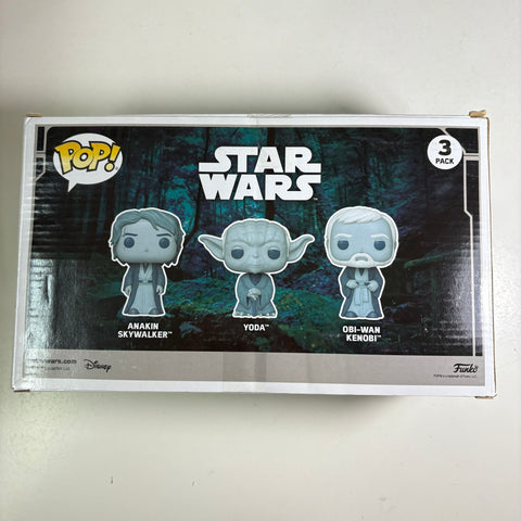 Star Wars - Anakin Skywalker/Yoda/Obi-wan Kenobi [Endor] Funko Pop 3 Pack Amazon Exclusive GLOW