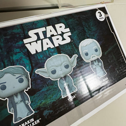 Star Wars - Anakin Skywalker/Yoda/Obi-wan Kenobi [Endor] Funko Pop 3 Pack Amazon Exclusive GLOW