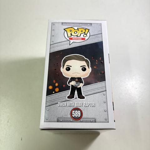 Owen with Baby Raptor - Jurassic World Funko Pop 589 Vinyl Figure TARGET Exclusive (11.4 Cm L × 8.9 Cm W × 15.9 Cm H)