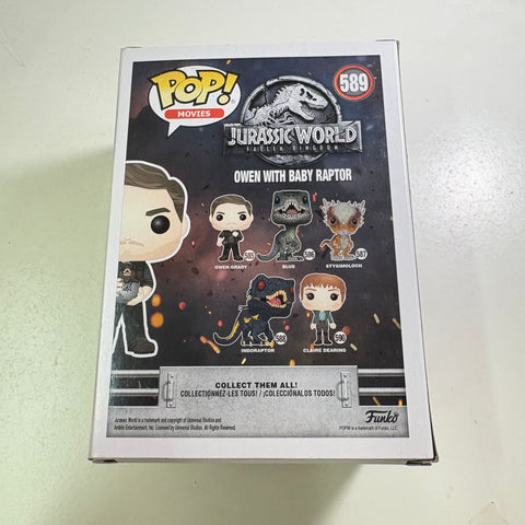 Owen with Baby Raptor - Jurassic World Funko Pop 589 Vinyl Figure TARGET Exclusive (11.4 Cm L × 8.9 Cm W × 15.9 Cm H)