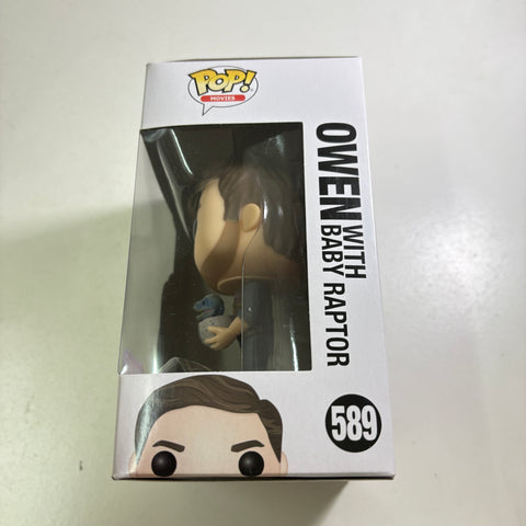 Owen with Baby Raptor - Jurassic World Funko Pop 589 Vinyl Figure TARGET Exclusive (11.4 Cm L × 8.9 Cm W × 15.9 Cm H)