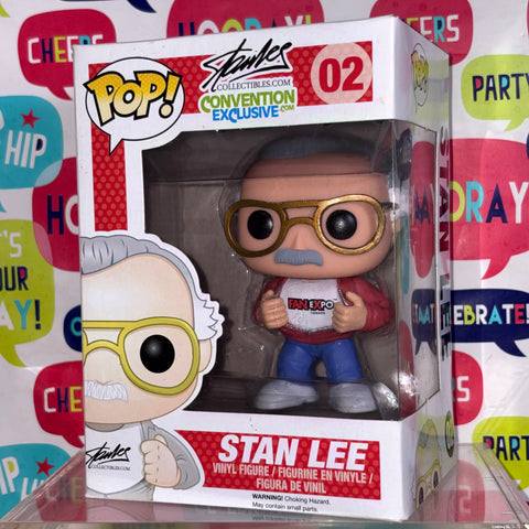 BOX FLAW VIEW PHOTOS STAN LEE Marvel Funko Pop 02 Vinyl Figure FAN EXPO Exclusive