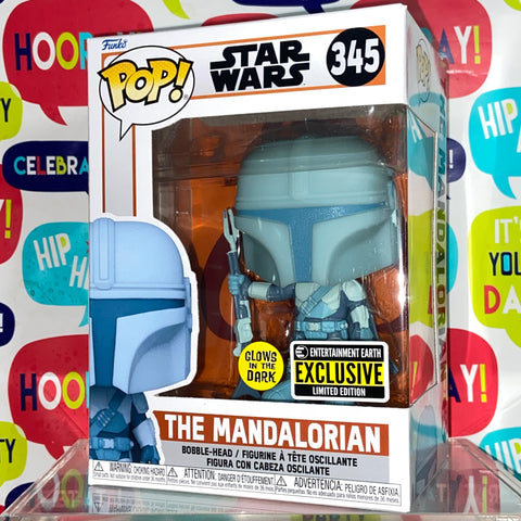 The Mandalorian - Star Wars Funko Pop 345 Glow Entertainment Earth + Protector