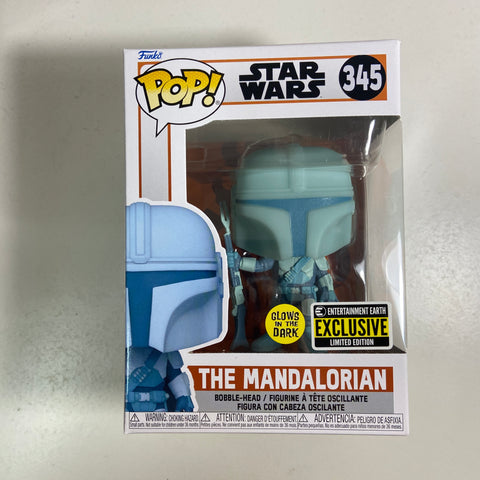 The Mandalorian - Star Wars Funko Pop 345 Glow Entertainment Earth + Protector