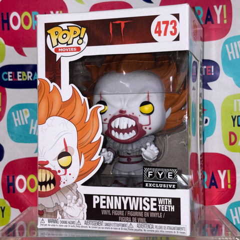Pennywise with Teeth - IT Funko Pop 473 Vinyl Figure (11.4 Cm L × 8.9 Cm W × 15.9 Cm H)
