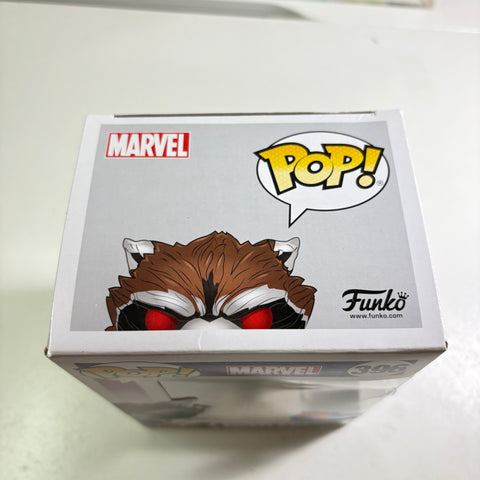 BOX FLAWS VIEW PHOTOS Rocket Raccoon - Guardians of The Galaxy Marvel Funko Pop 396 Vinyl Figure Exclusive