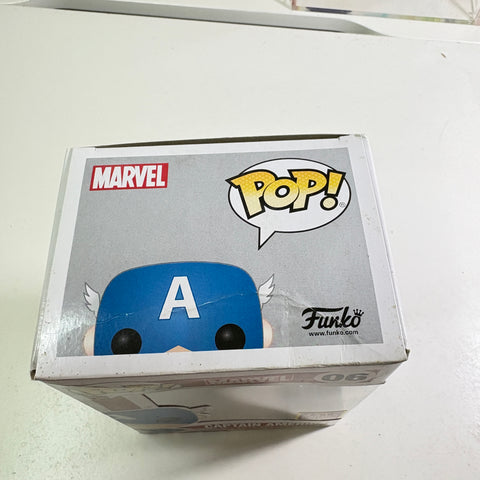 SEVERE BOX DAMAGE VIEW PHOTOS Captain America - Marvel Funko Pop 06 Vinyl Figure Summer Convention