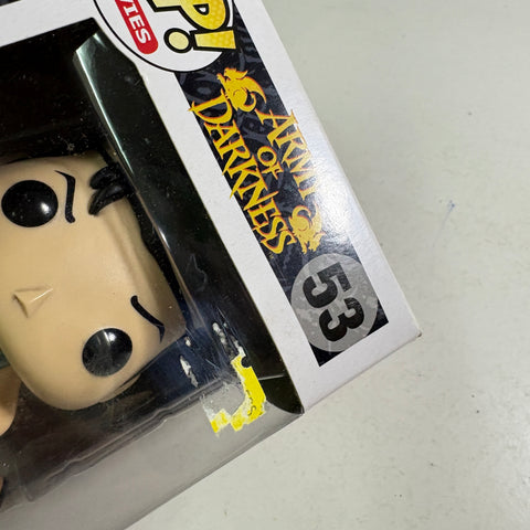 BOX FLAWS VIEW PHOTOS Ash - Army of Darkness Funko Pop 53 Vinyl Figure (11.4 Cm L × 8.9 Cm W × 15.9 Cm H)