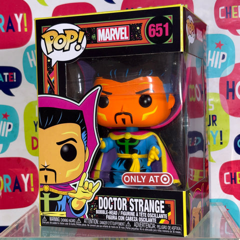 BOX FLAWS VIEW PHOTOS Doctor Strange - Blacklight Marvel Funko Pop 651 Vinyl Figure Exclusive