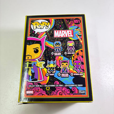 BOX FLAWS VIEW PHOTOS Doctor Strange - Blacklight Marvel Funko Pop 651 Vinyl Figure Exclusive