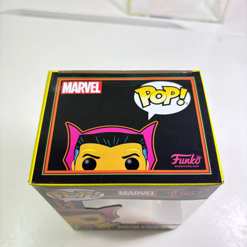 BOX FLAWS VIEW PHOTOS Doctor Strange - Blacklight Marvel Funko Pop 651 Vinyl Figure Exclusive