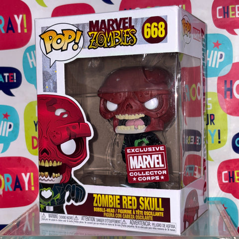 BOX FLAW VIEW PHOTOS Zombie Red Skull - Marvel Zombies Funko Pop 668 Vinyl Figure Exclusive