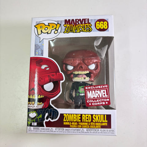 BOX FLAW VIEW PHOTOS Zombie Red Skull - Marvel Zombies Funko Pop 668 Vinyl Figure Exclusive