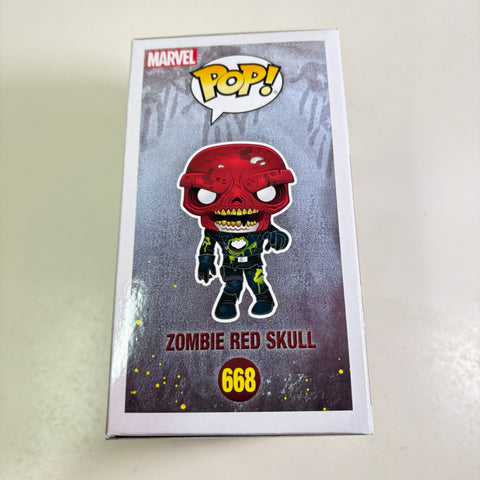 BOX FLAW VIEW PHOTOS Zombie Red Skull - Marvel Zombies Funko Pop 668 Vinyl Figure Exclusive