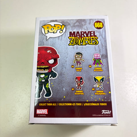 BOX FLAW VIEW PHOTOS Zombie Red Skull - Marvel Zombies Funko Pop 668 Vinyl Figure Exclusive