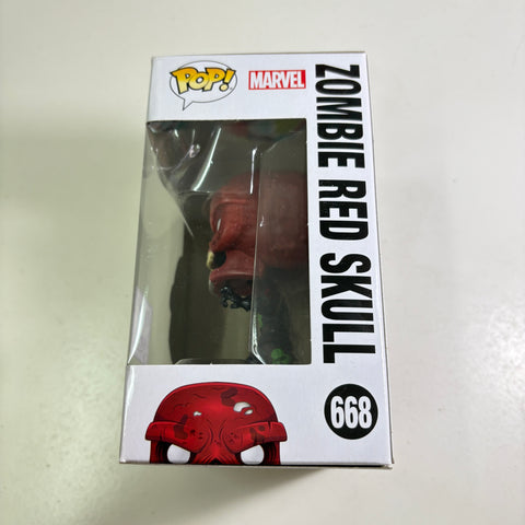 BOX FLAW VIEW PHOTOS Zombie Red Skull - Marvel Zombies Funko Pop 668 Vinyl Figure Exclusive