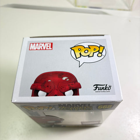 BOX FLAW VIEW PHOTOS Zombie Red Skull - Marvel Zombies Funko Pop 668 Vinyl Figure Exclusive
