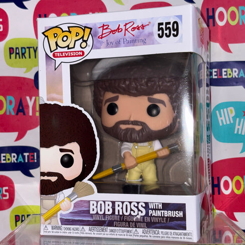 Bob Ross with Paintbrush - Funko Pop 559 Vinyl Figure (11.4 Cm L × 8.9 Cm W × 15.9 Cm H)