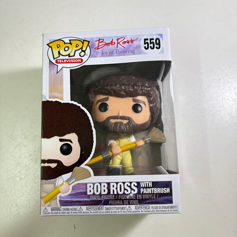 Bob Ross with Paintbrush - Funko Pop 559 Vinyl Figure (11.4 Cm L × 8.9 Cm W × 15.9 Cm H)