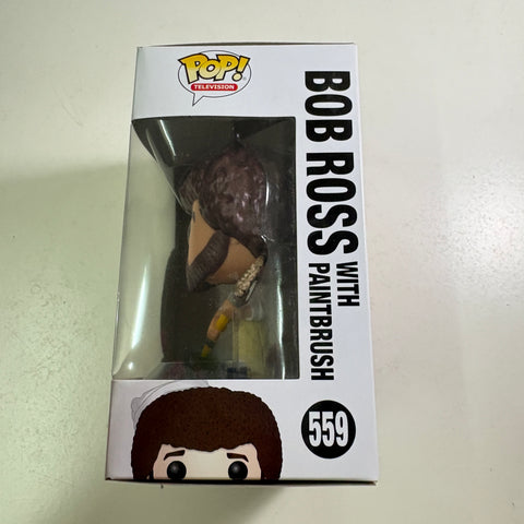 Bob Ross with Paintbrush - Funko Pop 559 Vinyl Figure (11.4 Cm L × 8.9 Cm W × 15.9 Cm H)
