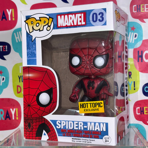 BOX FLAWS VIEW PHOTOS Spider-man Black Version - Marvel Funko Pop 03 Vinyl Figure Exclusive