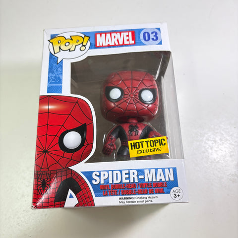 BOX FLAWS VIEW PHOTOS Spider-man Black Version - Marvel Funko Pop 03 Vinyl Figure Exclusive