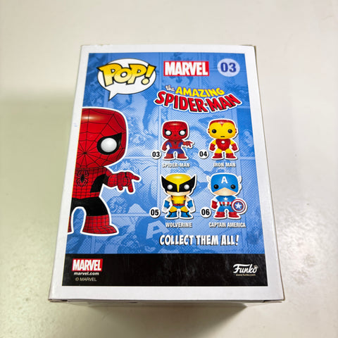 BOX FLAWS VIEW PHOTOS Spider-man Black Version - Marvel Funko Pop 03 Vinyl Figure Exclusive