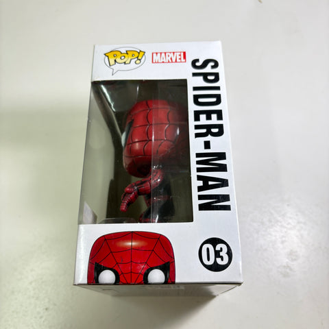 BOX FLAWS VIEW PHOTOS Spider-man Black Version - Marvel Funko Pop 03 Vinyl Figure Exclusive