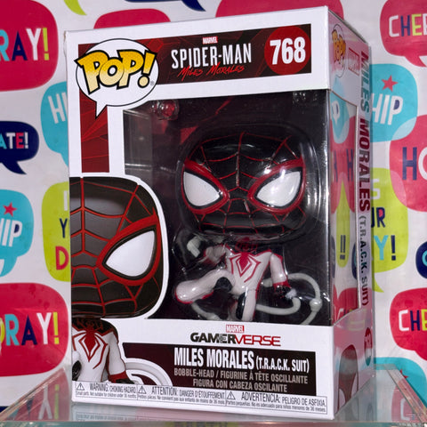BOX FLAWS VIEW PHOTOS Spider-man Miles Morales TRACK SUIT  - Marvel Funko Pop 768 Vinyl Figure