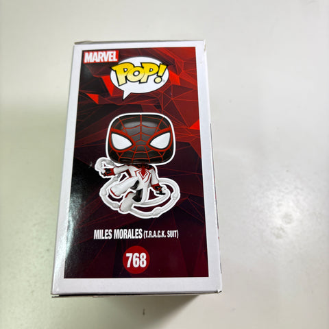 BOX FLAWS VIEW PHOTOS Spider-man Miles Morales TRACK SUIT  - Marvel Funko Pop 768 Vinyl Figure